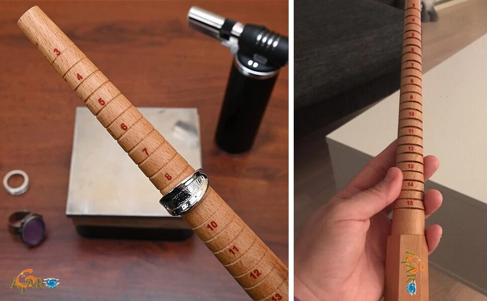 s-l1600 (12) Ring Tool-Wooden Ring Stick Mandrel Graduated Ring Sizer Stick Tool - Image 1