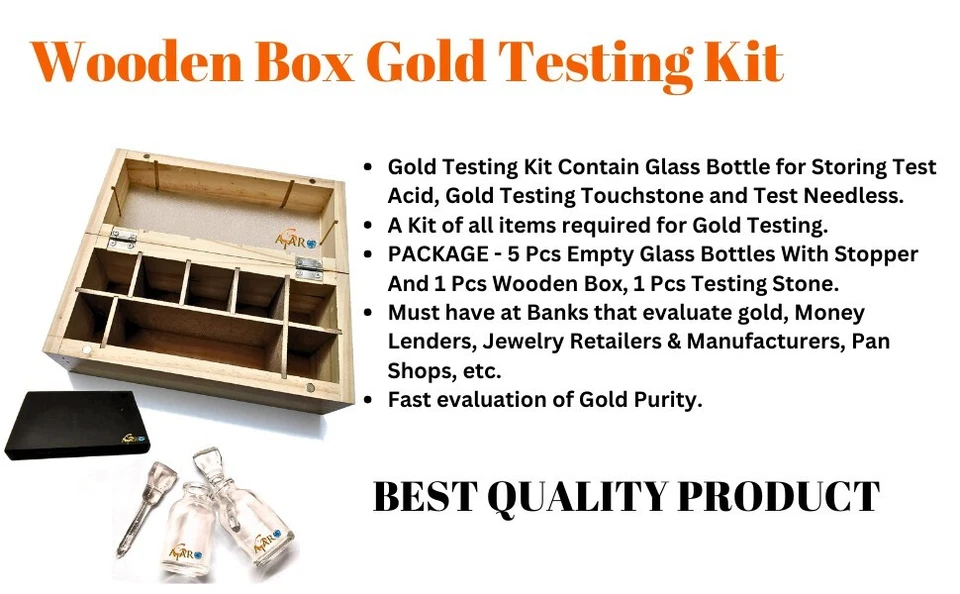 5Ps Gold Testing Glass Bottle Acid Box And 1 Stone 8 Compartments Kit For Gold - Image 8